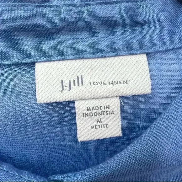 J. Jill Love Linen Roll Sleeves Pockets Lagenlook Beach Tunic Shirt Sz MP‎ - Picture 8 of 13